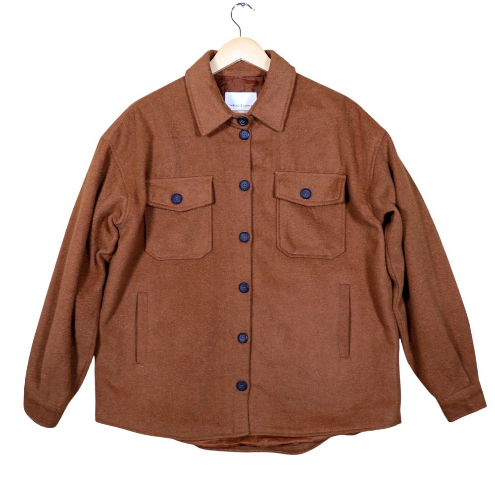 Thread Supply Men's Wool Blend Shacket Oversized Button Up Shirt Jacket‎ Size M